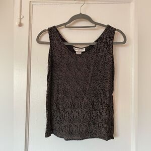 Vintage Casual Corner Black Tank Top with White Dot Pattern Size Medium